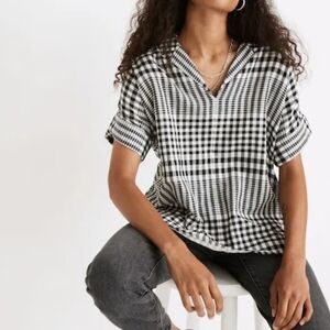 Madewell Double Faced Hayden Popover Top In Breeney Plaid Size Medium